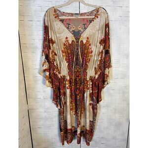 Dressbarn women’s dress mini kaftan bohemian hippie Paisley plus size ￼